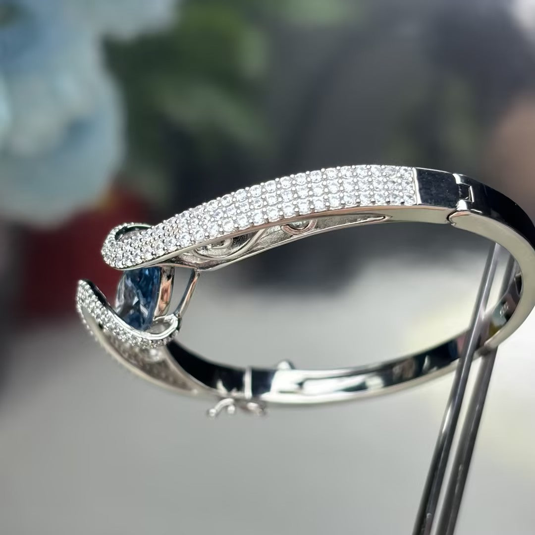 6.5Ctw Blue Marquise Gemstone Wrapped Bangle