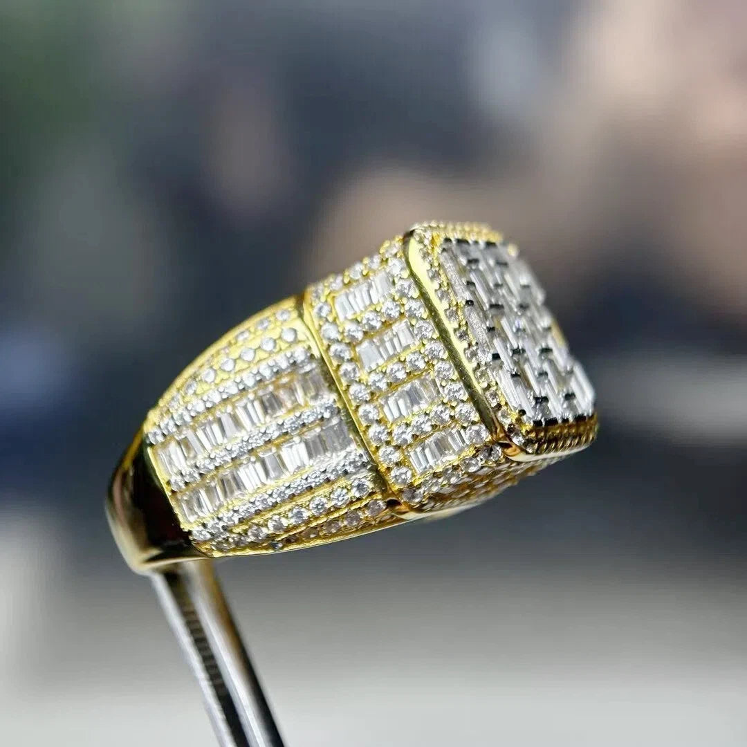 6.68ctw Trapezoidal Gemstone Cluster Men's Ring
