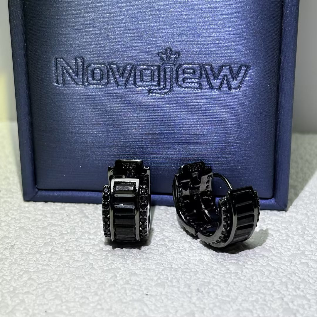 1.6Ctw Rectangular/Round Black Spinel Black Gold Stud Earrings